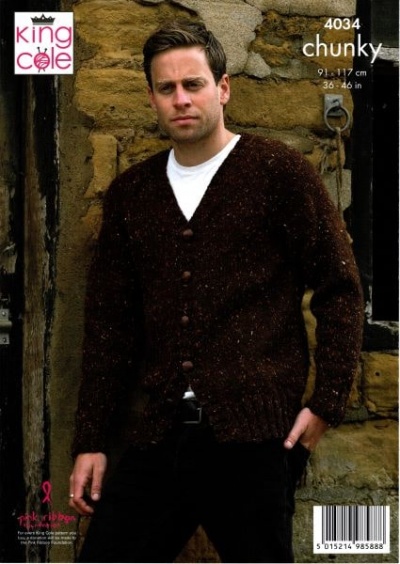 Knitting Pattern - King Cole 4034 - Men's Chunky Tweed - Sweater & Cardigan